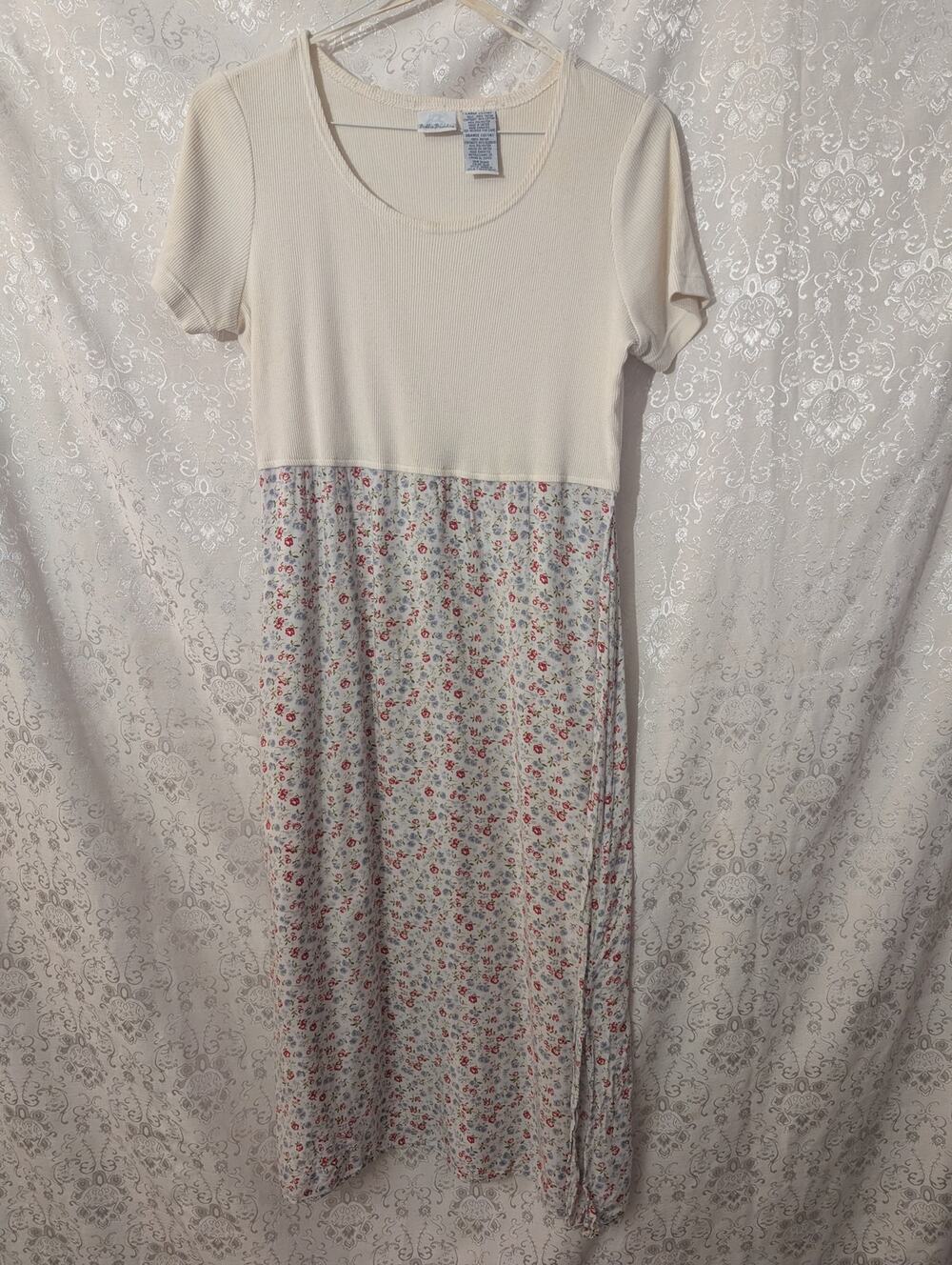 Vintage Y2K Bobbie Brooks Cream Ribbed Mixed Media Top